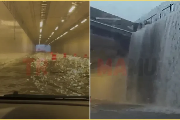 Woman Harrowing Drive Through Flooded Tunnel