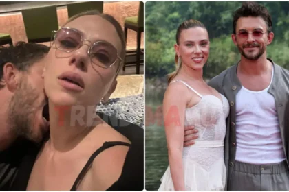 Scarlett Johansson Jonathan Bailey Red Carpet Kiss